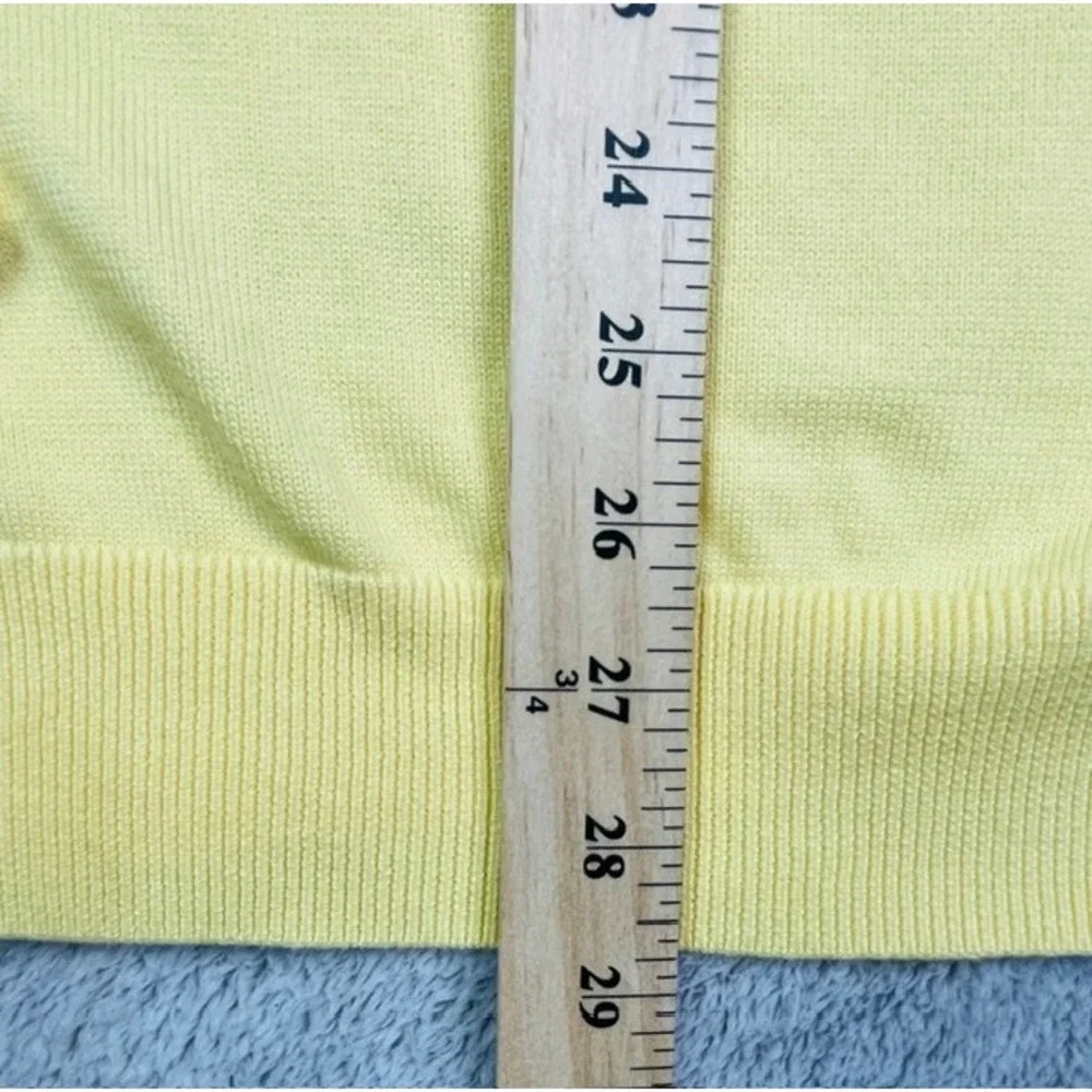 Lands' End Men's Sweater Large Tall Yellow V-Neck 100% Supima Cotton Long Sleeve